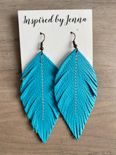 Load image into Gallery viewer, True Turquoise Leather Feather Earrings (4 sizes)