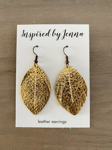 Goldleaf Leather Feather Earrings (4 sizes)