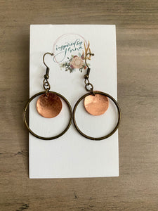 Mini Copper or Brass Sunrise Metal Treasure Earrings