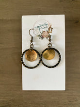 Load image into Gallery viewer, Mini Textured Copper or Brass Sunrise Hoops
