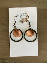 Load image into Gallery viewer, Mini Textured Copper or Brass Sunrise Hoops