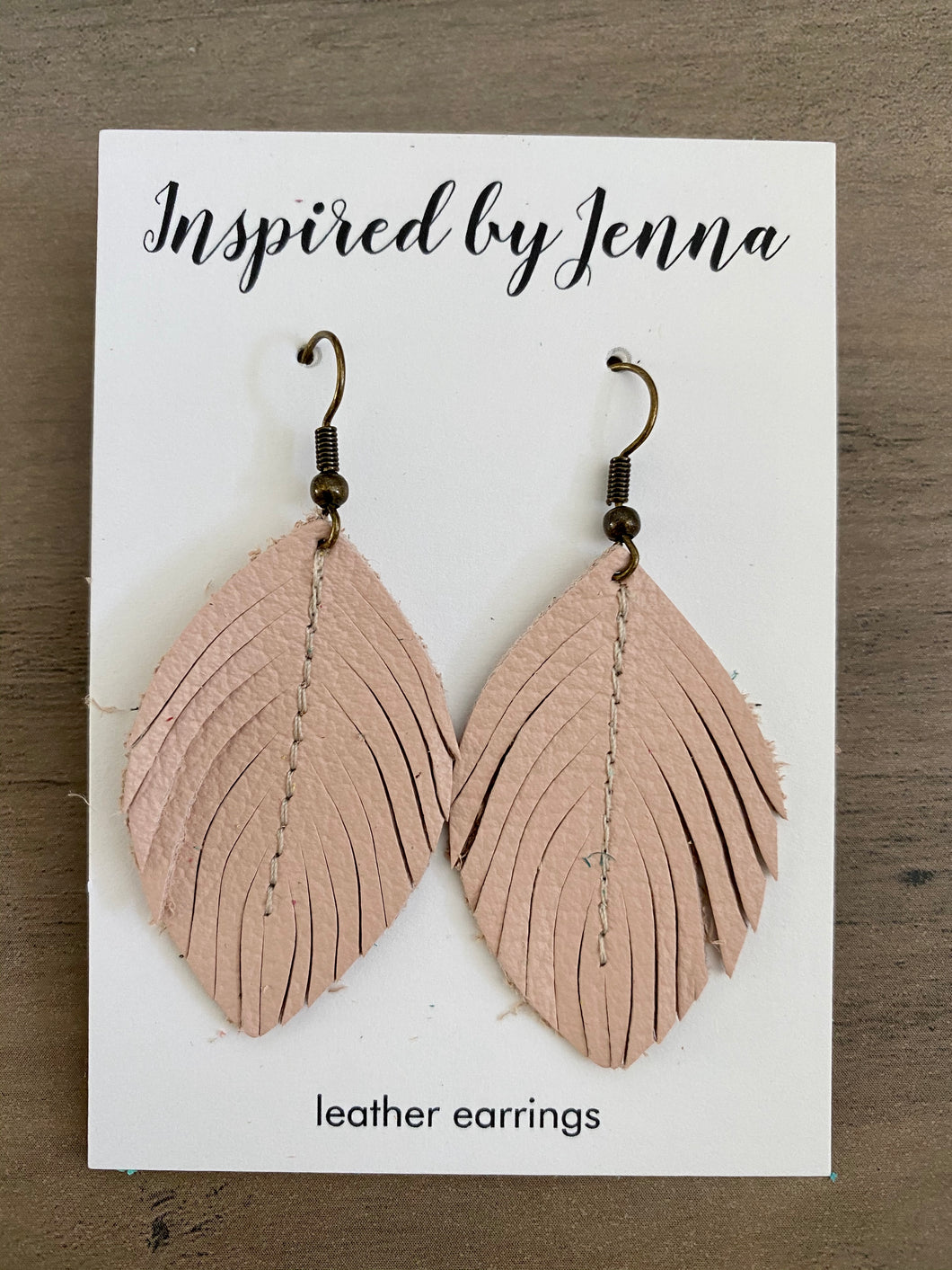 Blush Leather Feather Earrings (4 sizes)