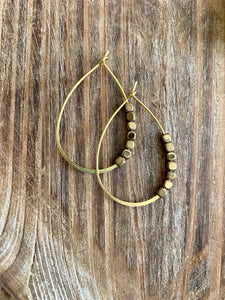 Modern Boho Drop Hoop Earrings (Gold)