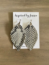 Load image into Gallery viewer, Black &amp; White Snakeskin Leather Feather Earrings (4 sizes)